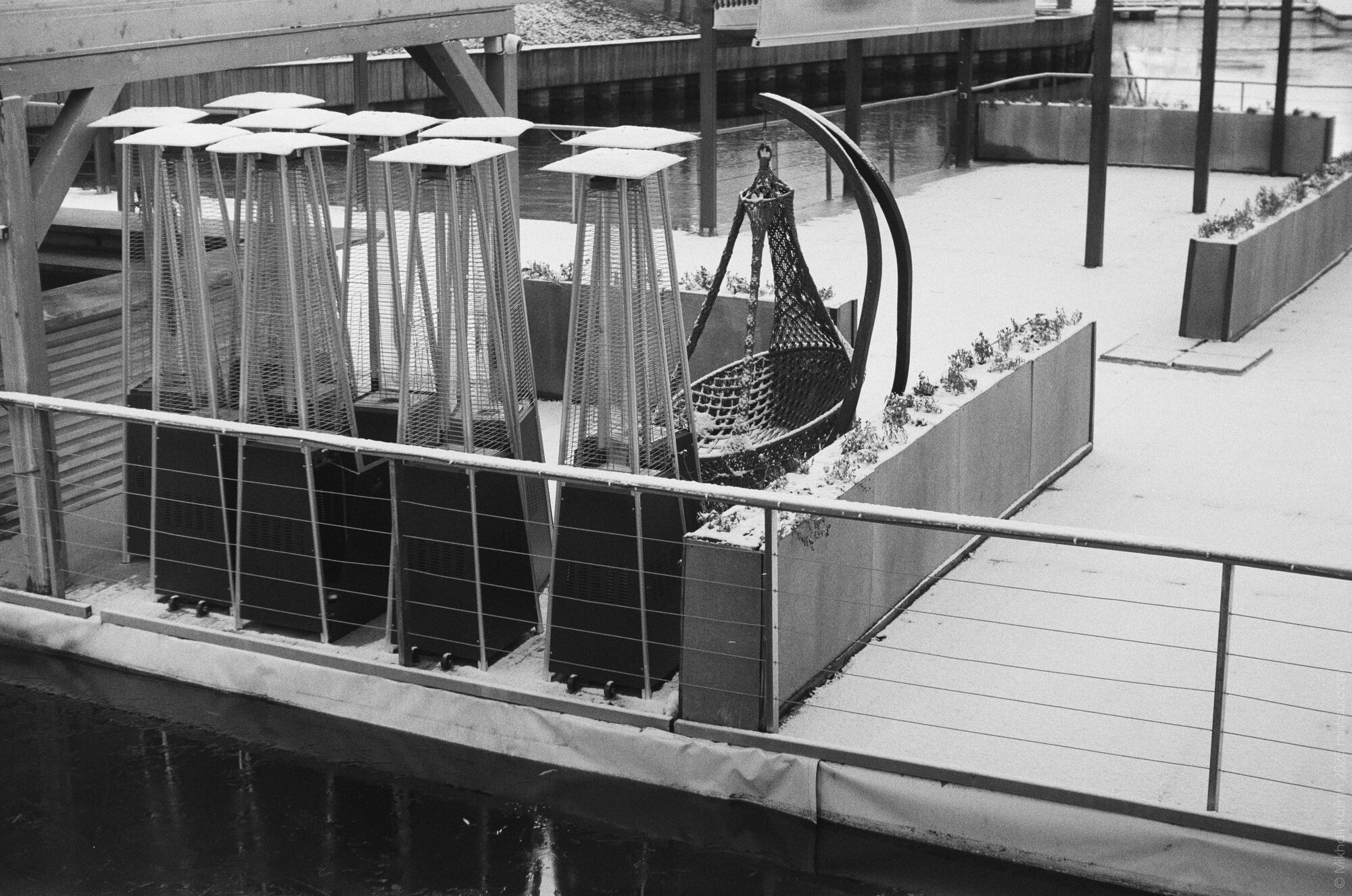 Summer cafe in winter